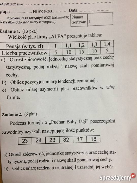 Matematyka Statystyka Pogotowie Pomoc Online Warszawa