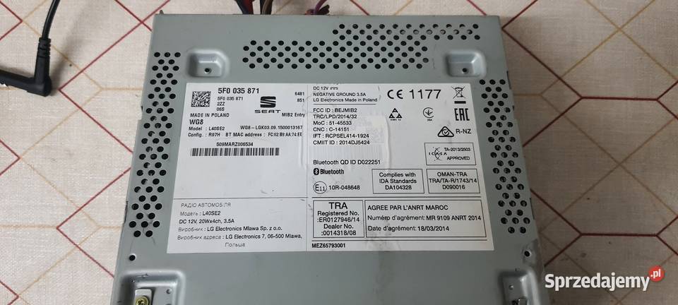 Radio Seat MIB 2 Entry 5F0035871 Bluetooth