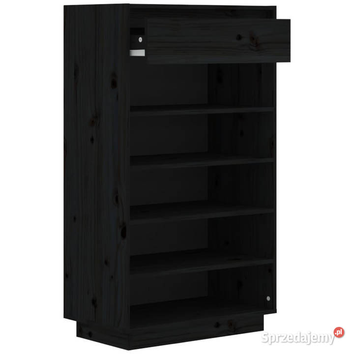 Szafka na buty czarna 60x34x105 lite drewno