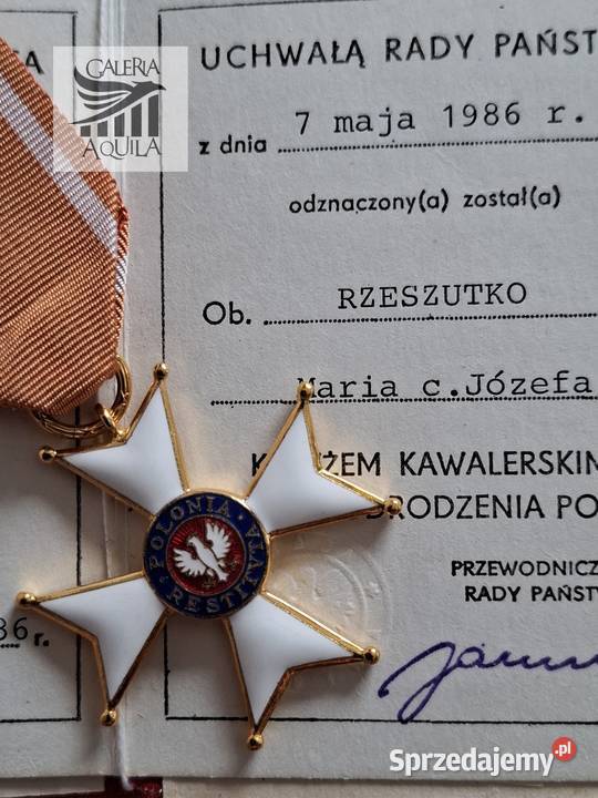 Krzyż kawalerski OOP dokument pudełko Wejherowo