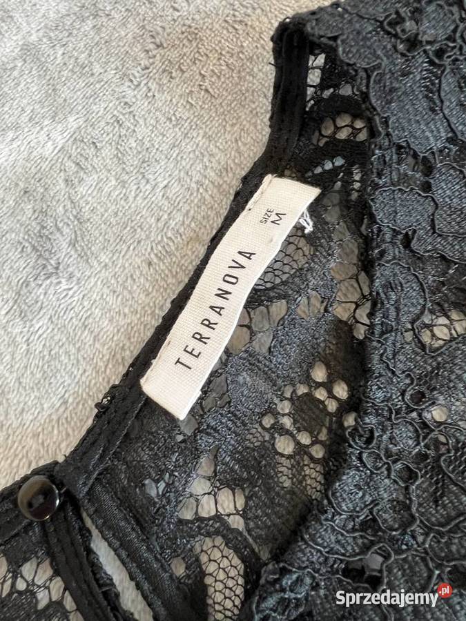 Koszulka crop top koronkowy czarny Jasło