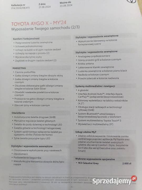 Toyota Aygox z gwarancją Legnica