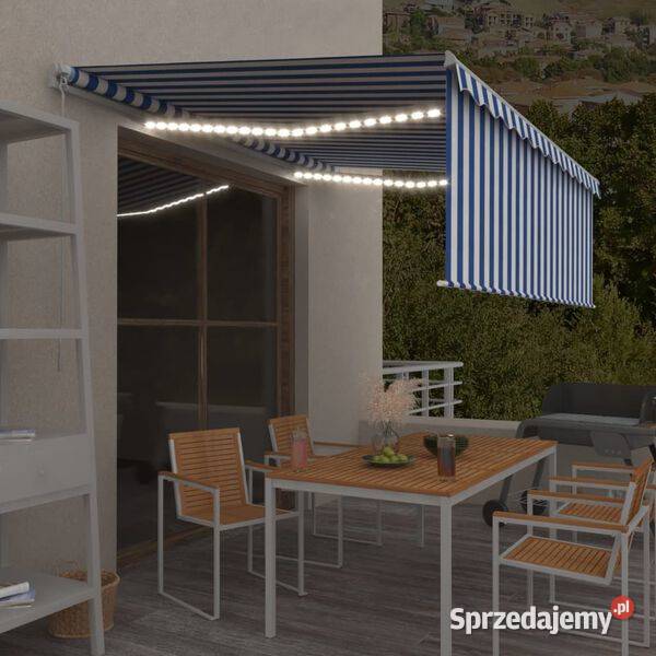 vidaXL Ręcznie zwijana markiza z zasłoną i LED Warszawa