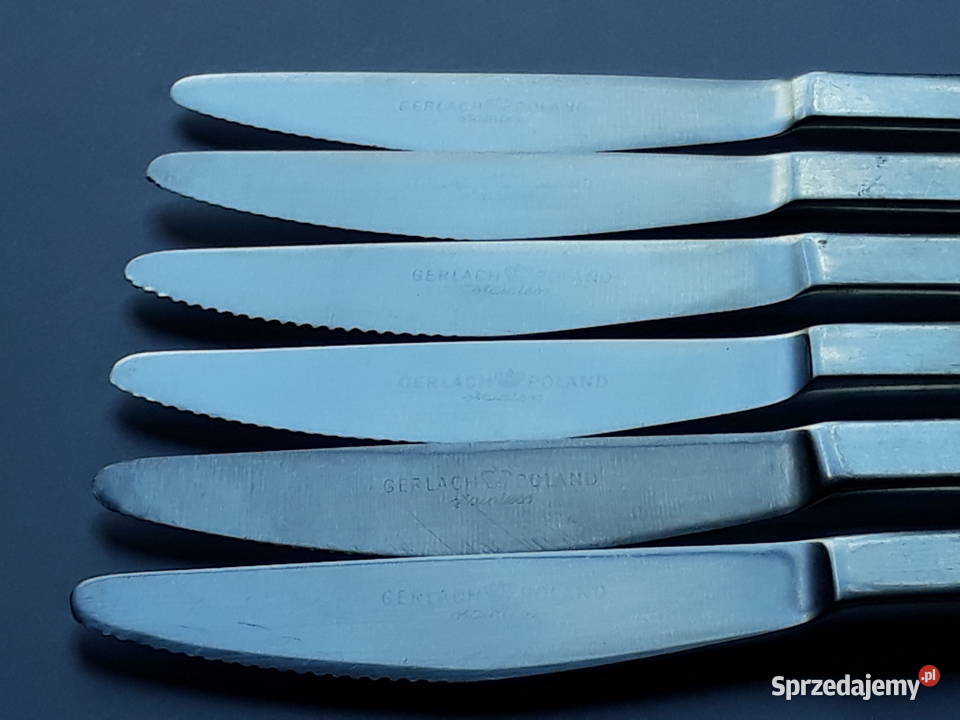 Noże obiadowe ROMBY KARO Gerlach sztućce PRL Dąbrowa Górnicza