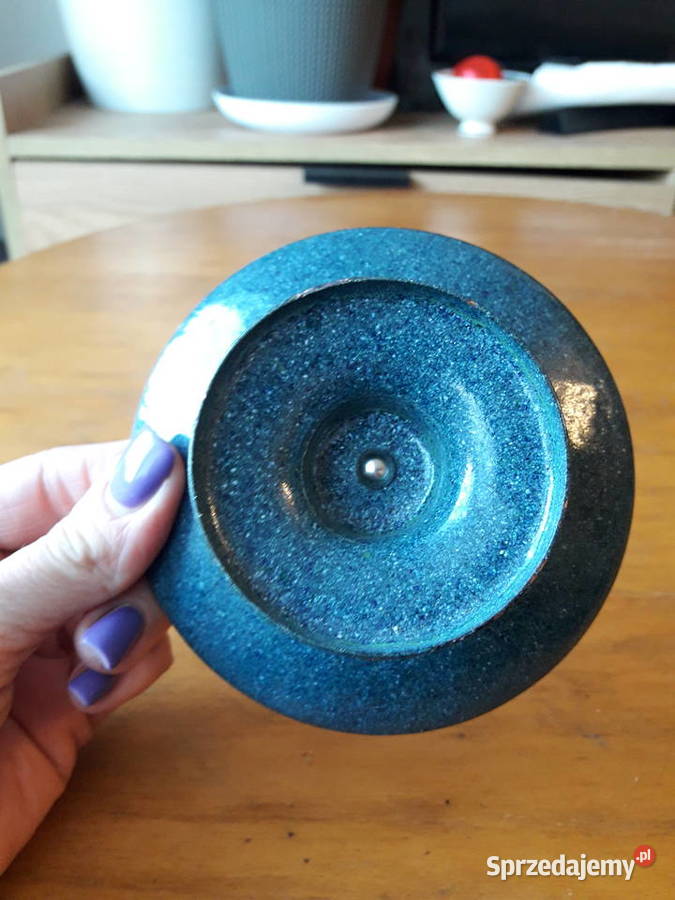 Stary świecznik pojedynczy emaliowany emalia PRL pomorskie Gdynia