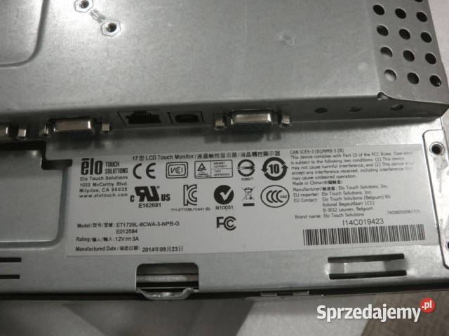 Monitor z dotykiem przemysłowy 17 ELO ET1739L Warszawa sprzedam