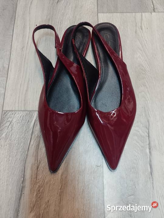 43 Bordowe baleriny wieczorowe z odkrytą piętą Balerinki Kraków