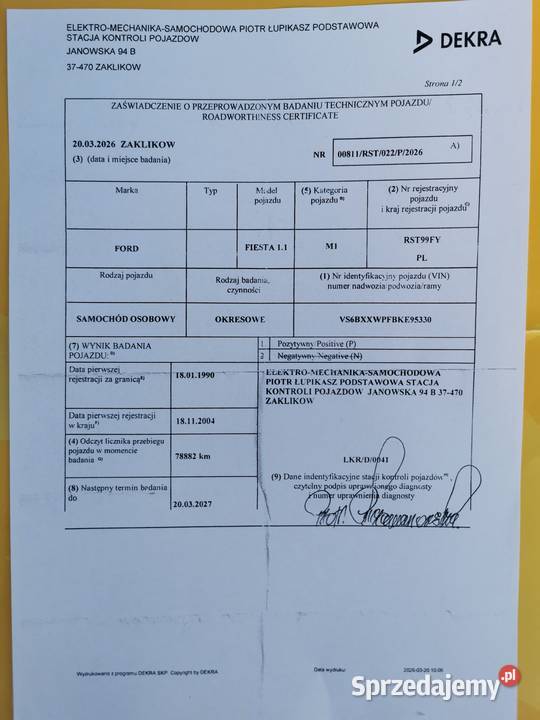 FORD FIESTA 1990 PRZEBIEG 79000 Zaklików