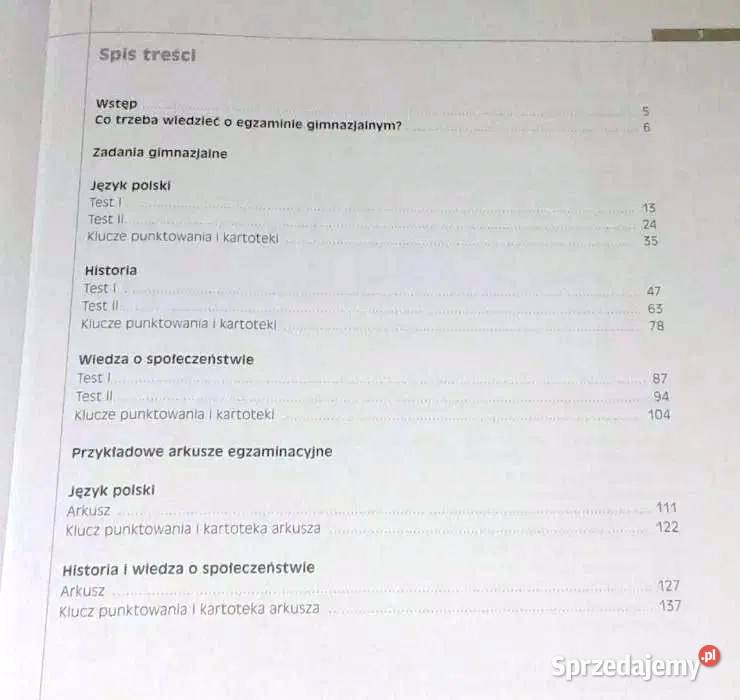 Przedmioty humanistyczne Egzamin gimnazjalny lubelskie sprzedam