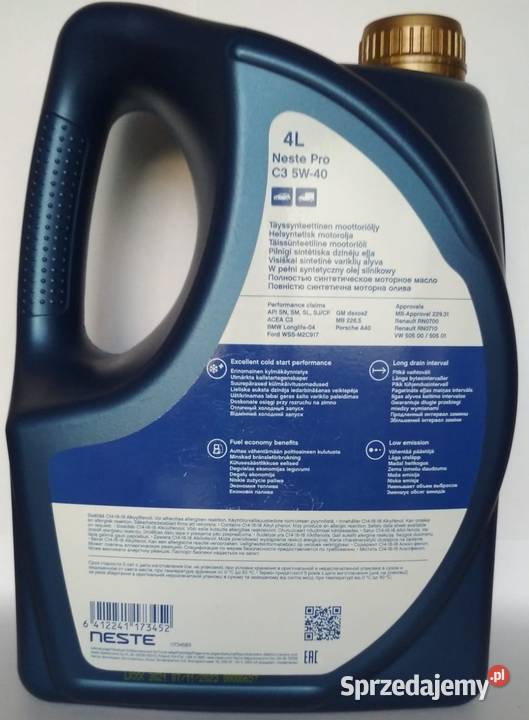 Olej syntetyczny Neste Pro 4 l 5W40 łódzkie Bełchatów sprzedam