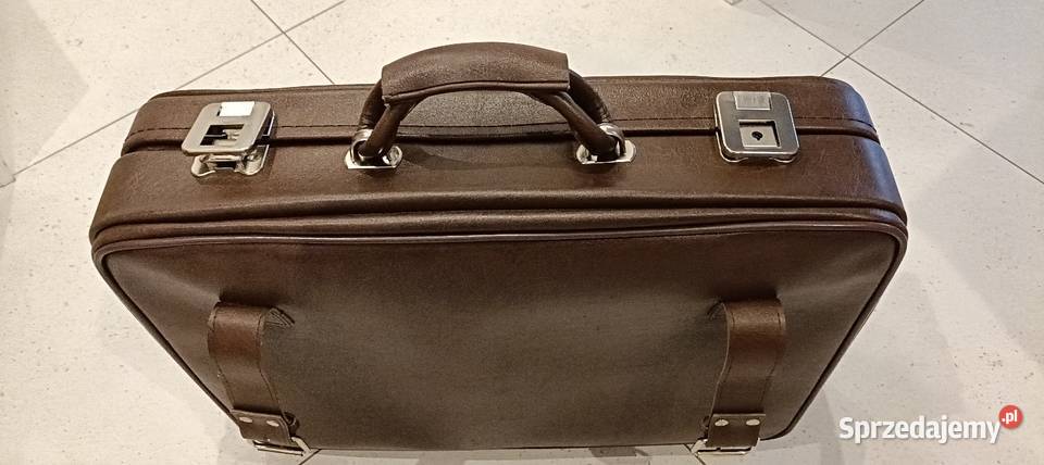 Ładna skórzana torba podróżna vintage PRL Warszawa
