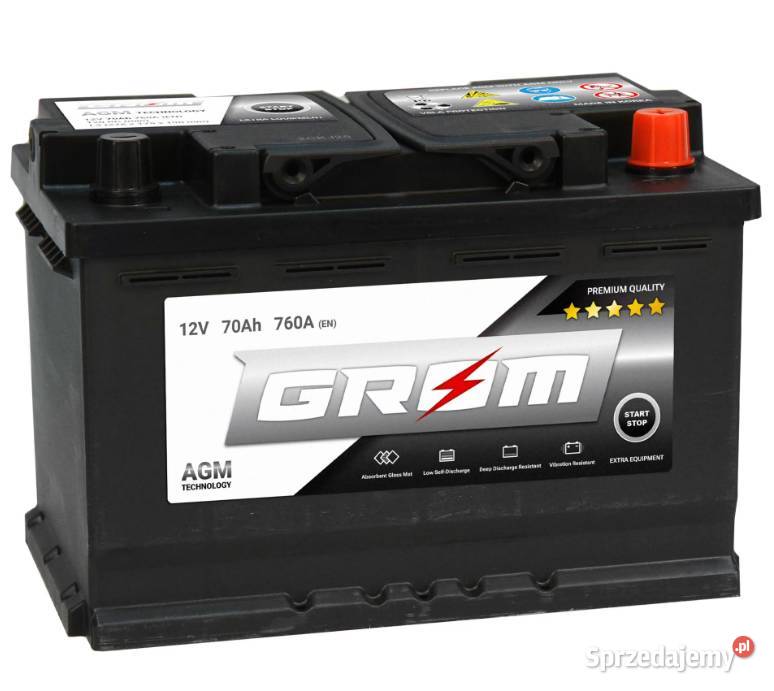 Akumulator GROM AGM STARTSTOP 70Ah 760A Prawy osobowe pomorskie Starogard Gdański