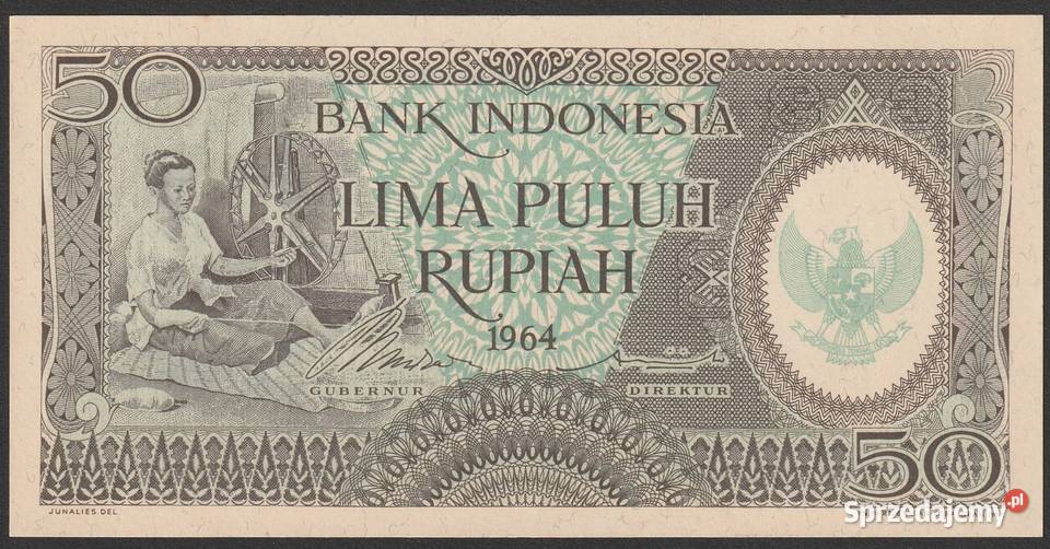 Indonezja 50 rupiah 1964 STAN BANKOWY UNC Łódź