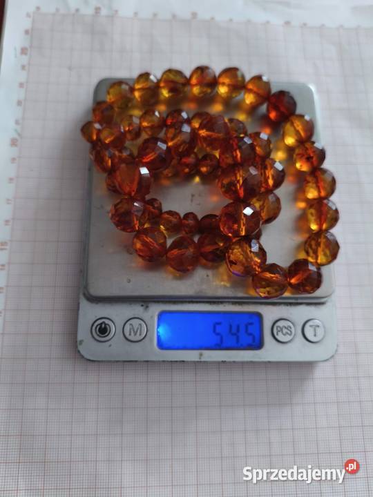 Naszyjnik Bursztyn Fasetowane Vintage