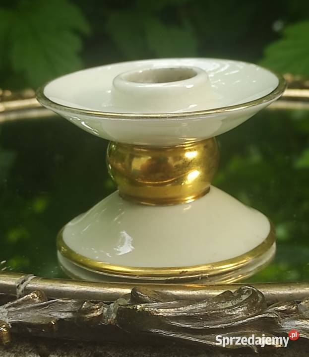 Gerold Porzellan Tettau Bavaria świecznik ecru łódzkie Pabianice