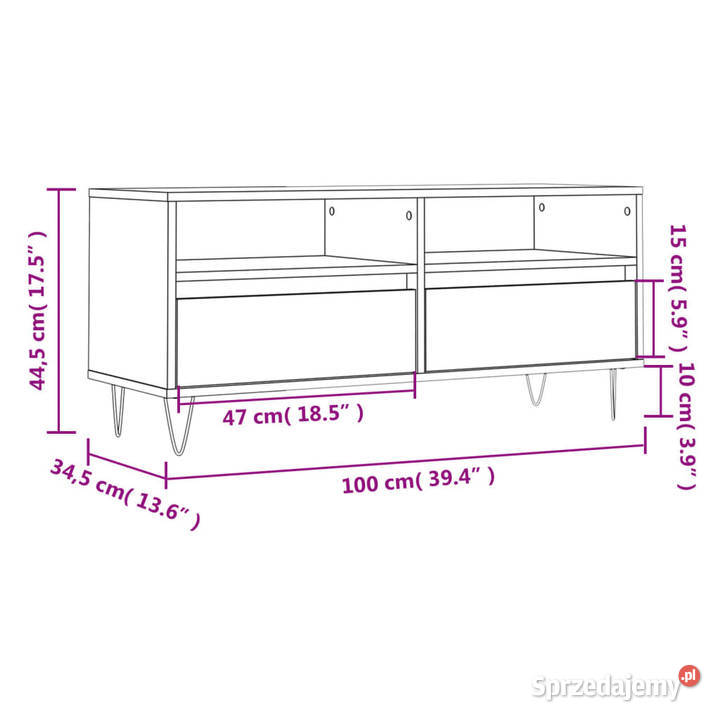 Szafka pod TV szary dąb sonoma 100x345x445 Warszawa sprzedam