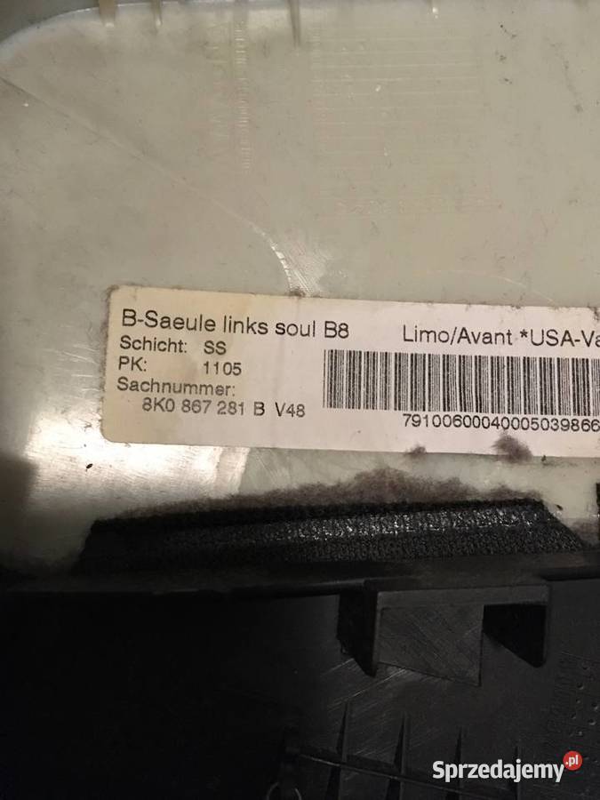 TAPICERKA OSŁONA AUDI A4 B8 SLINE 8K0867281b Szczecin