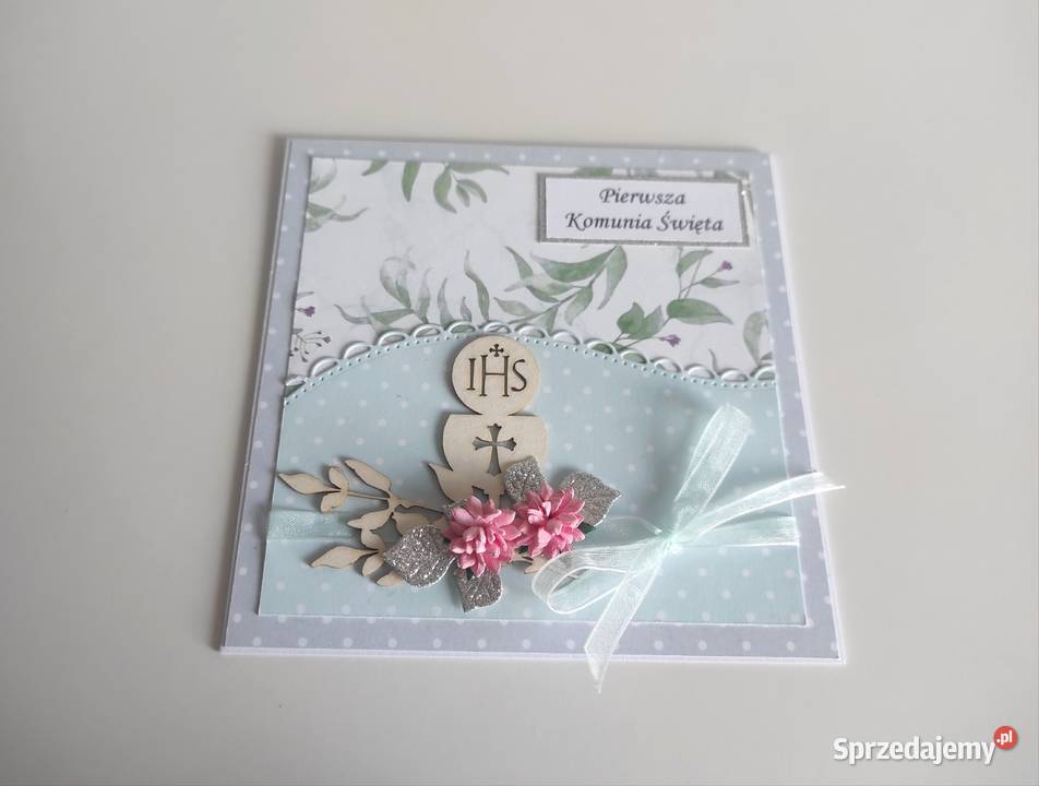 Kartka ręcznie robiona Komunia Święta handmade Rękodzieło Łódź