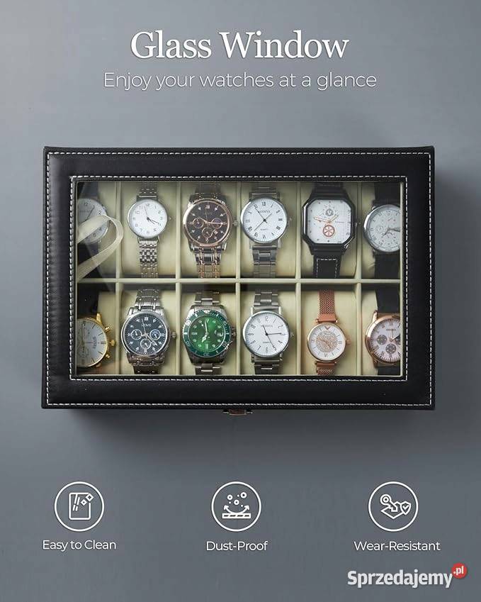 Pudełko na zegarek Ohuhu 12 przegródek mazowieckie Myszyniec