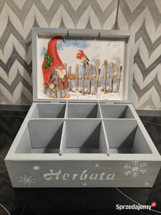 Herbaciarka świąteczna skrzaty pudełko na Kędzierzyn-Koźle
