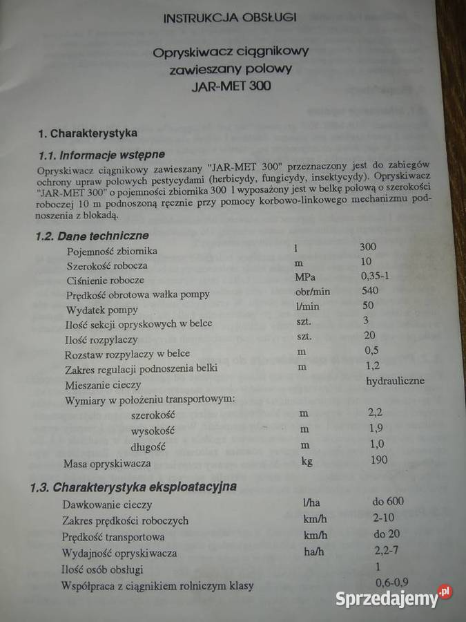 Opryskiwacz JARMET 300l