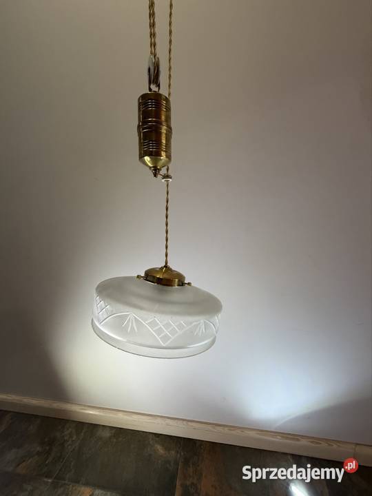 Orginalna stara lampa wisząca z przeciwwagą i Chudów