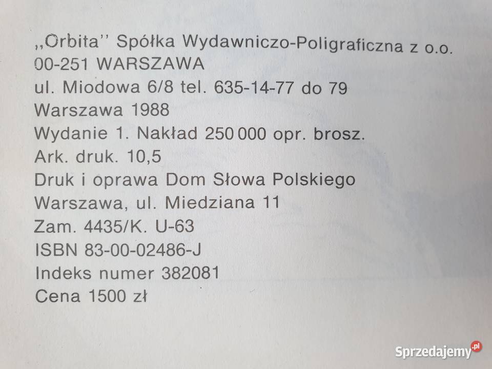 Szninkiel Rosiński wydanie 1 Orbita 1988 Polskie Gdynia