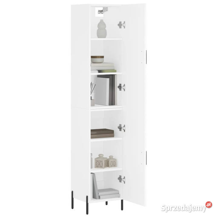Wysoka szafka biała 345x34x180 materiał