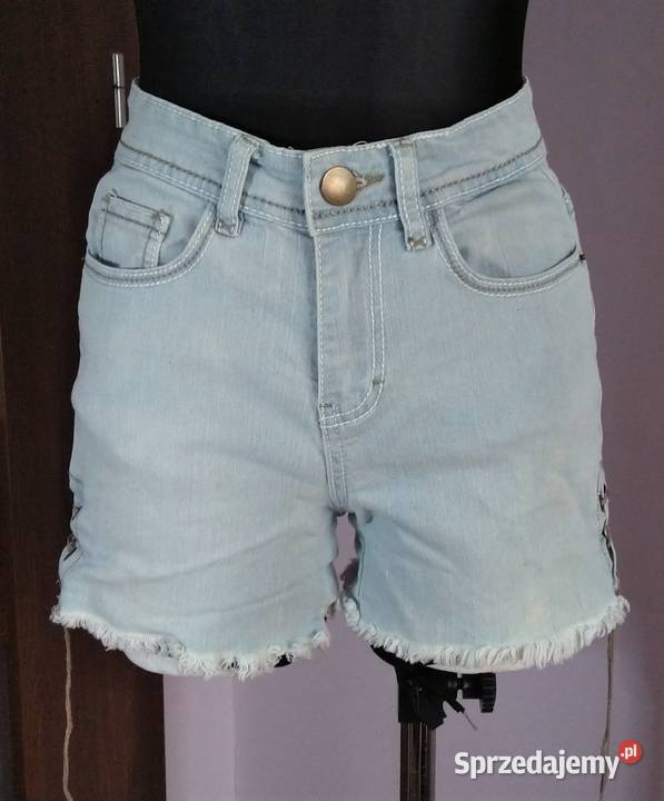 Krótkie spodenki szorty wiązane boki rzemyki Krosno