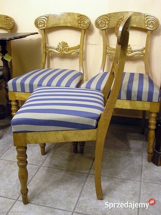 6 krzeseł Biedermeier brzoza pomorskie
