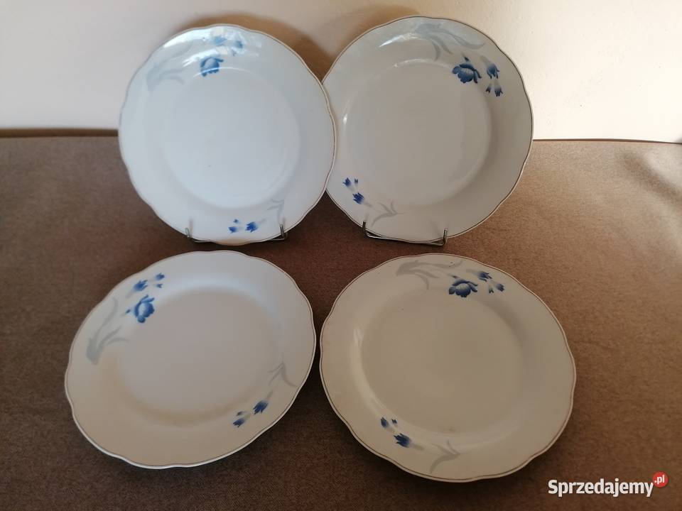 Talerz płytki 225 dekorowany niebieskimi łódzkie Łódź