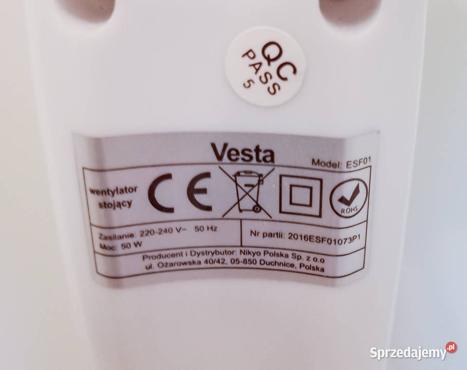 Wentylator podłogowy Vesta ESF01