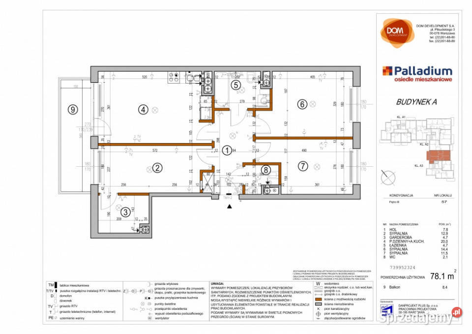 Mieszkanie 4 pokojowe 78 m2 Warszawa