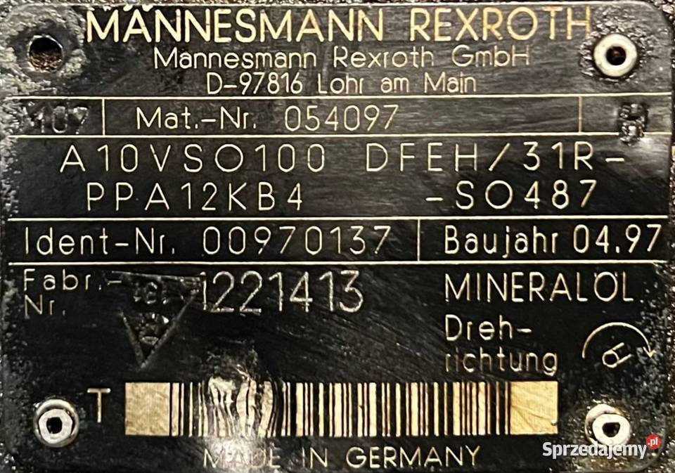 Rexroth A10VSO100 DFEH31RPPA12KB4 SO487 00970137 Poznań