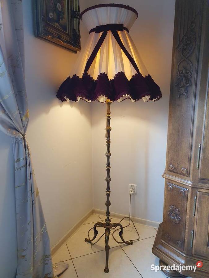 Mosiężna Lampa Stojąca Podłogowa z pięknym Lampy podłogowe Szymanowice