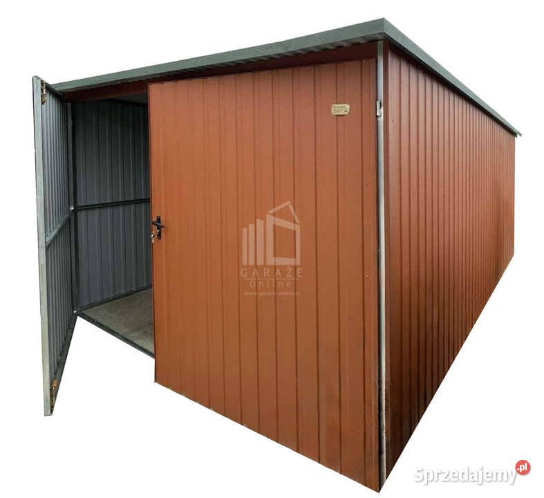 Garaż blaszany 3x6m Brama dwuskrzydłowa jasny Zgorzelec