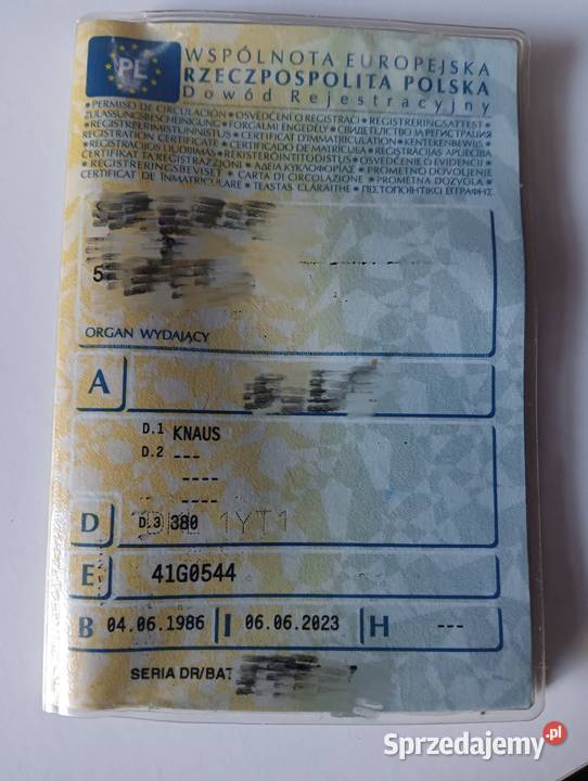 Komplet papierów do przyczepy kempingowej KNAUS dolnośląskie Ścinawka Średnia sprzedam