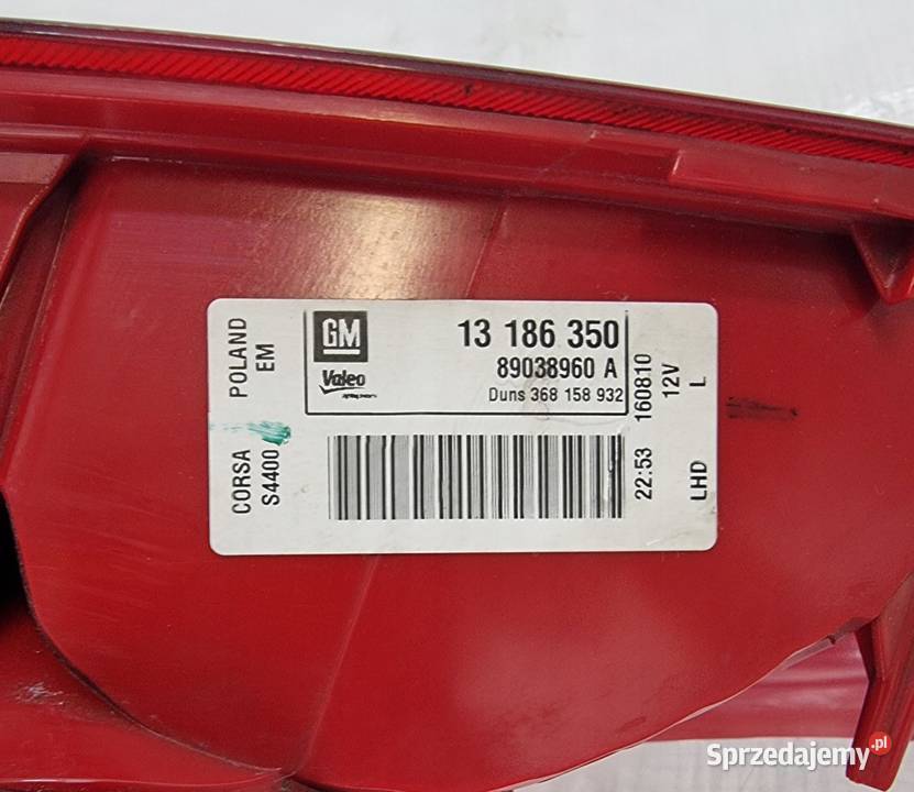 OPEL CORSA D 3D LAMPA LEWY TYŁ 13186350