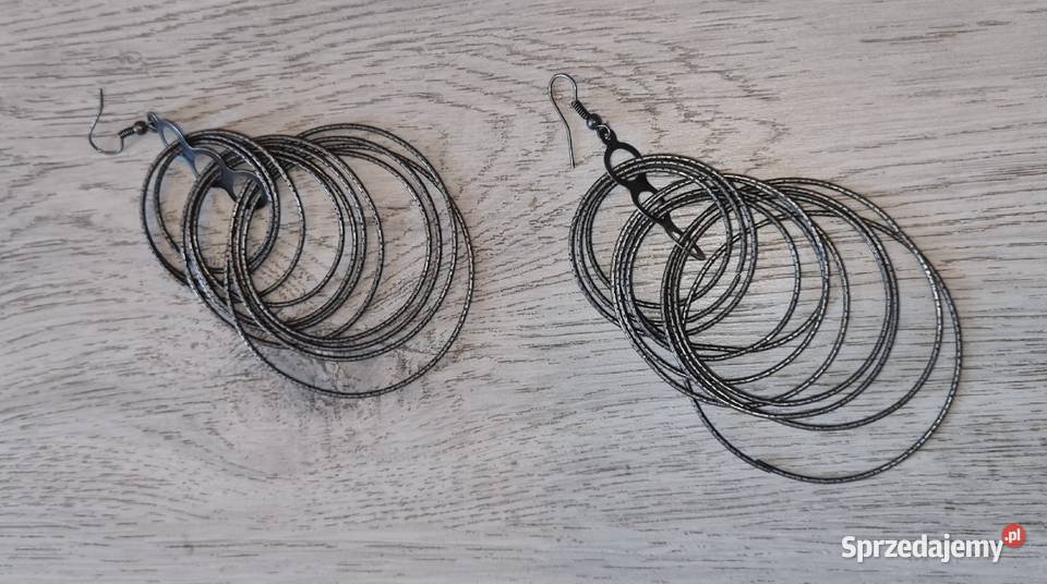 Kolczyki damskie koła wiszące posrebrzane