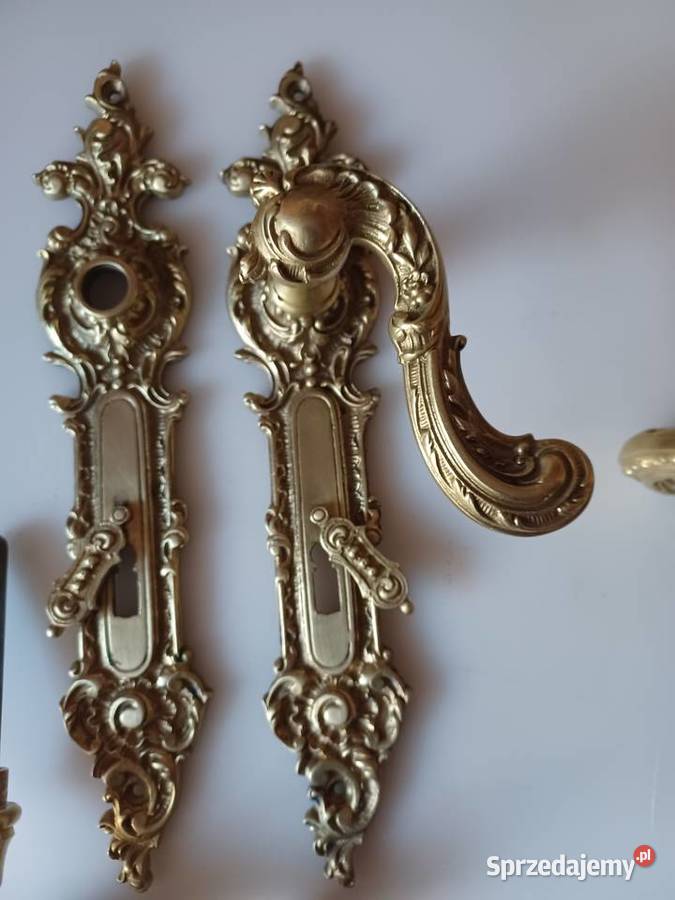 Komplet pałacowych szyldów i klamek Mosiądz Poznań sprzedam