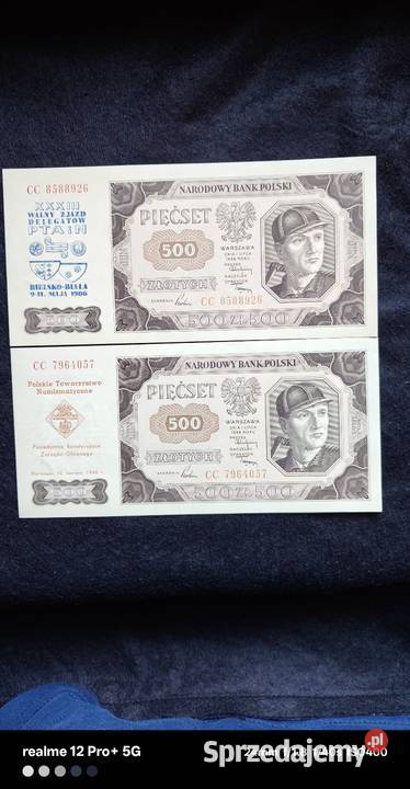 Polska zestaw 8 banknotów PRL z nadrukami