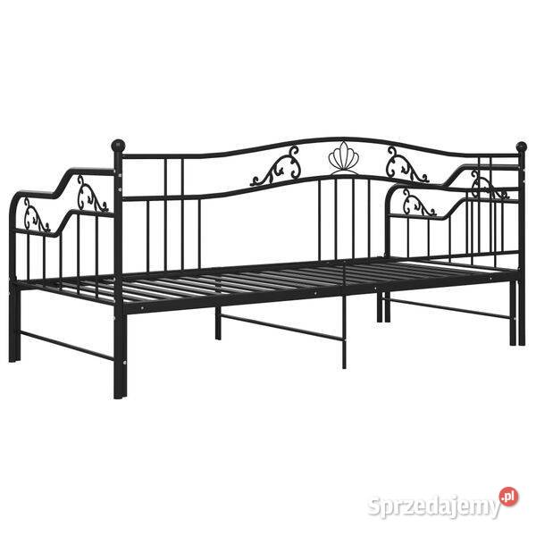 Sofa z wysuwaną ramą łóżka czarna metalowa