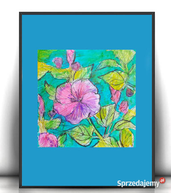 kwiaty rysunek A4 ogród obrazek 21x30 mała Szczecin