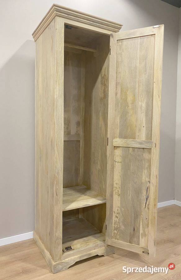 Wąska jasna drewniana szafa YORK z mango lubelskie Lublin
