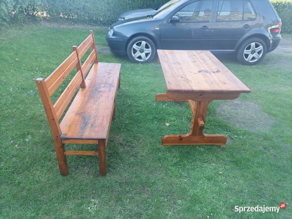Stół drewniany z ławą opolskie Nysa
