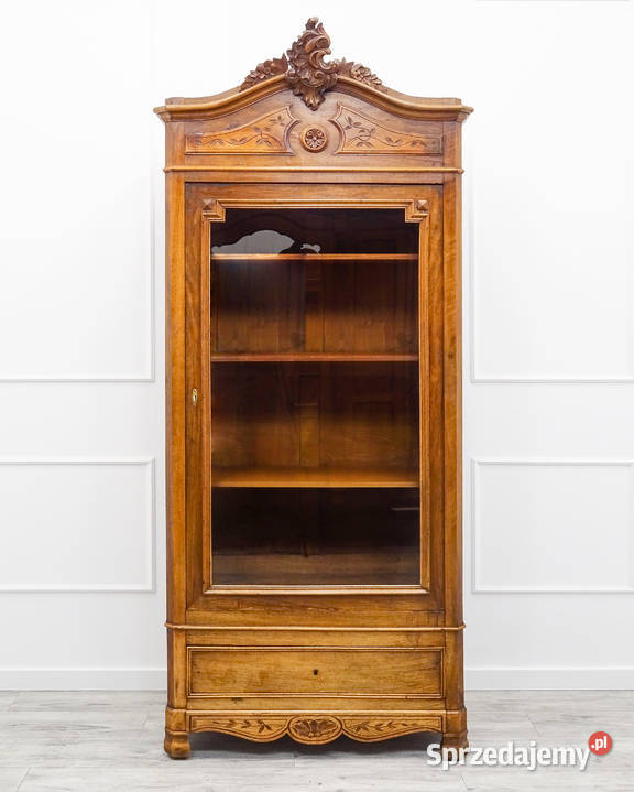 Witryna orzechowa rzeźbiona FRANCUSKA I połowa Kalisz