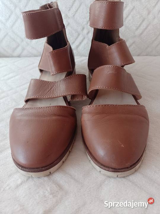 39 ASOS Skórzane brązowe Botki sztyblety z Kraków