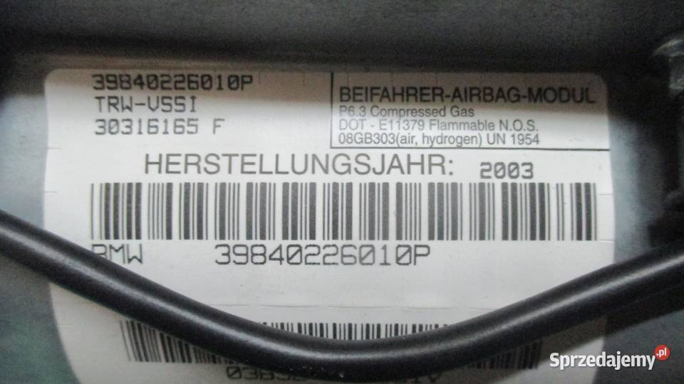 BMW X5 I E53 04r AIRBAG poduszka pasażera Motoryzacja