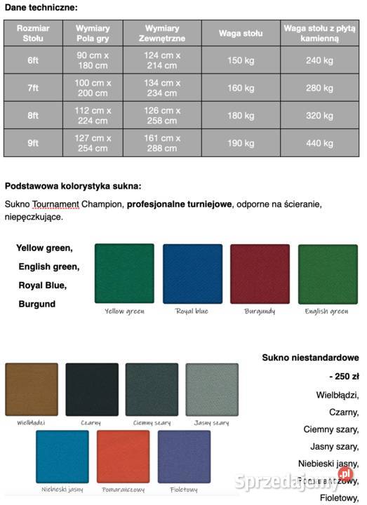 Stół bilardowy Feniks 9 ft Polski Producent Kalisz