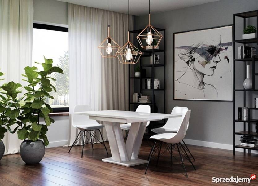 NOWOCZESNY STÓŁ ROZKŁADANY BIAŁY POŁYSK BIAŁY Stoły, krzesła, biurka małopolskie Kraków sprzedam